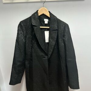 Chico's Black Textured Blazer with Classic Lapel